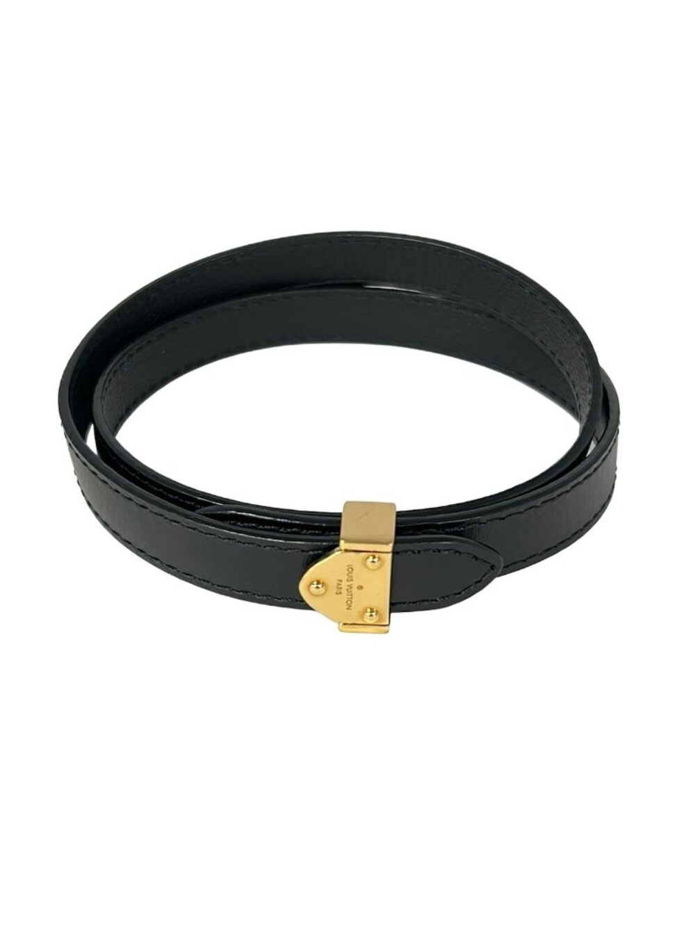Louis Vuitton Bracelet Box It Leather Black Gold